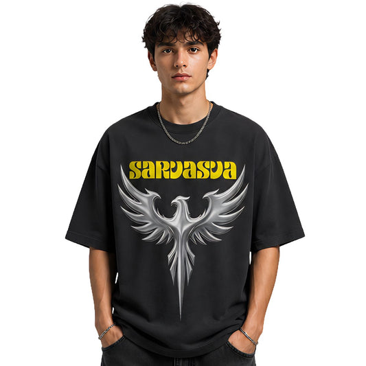 Sarvasva | Oversize T-shirt | Black | Premium Fabric Feel