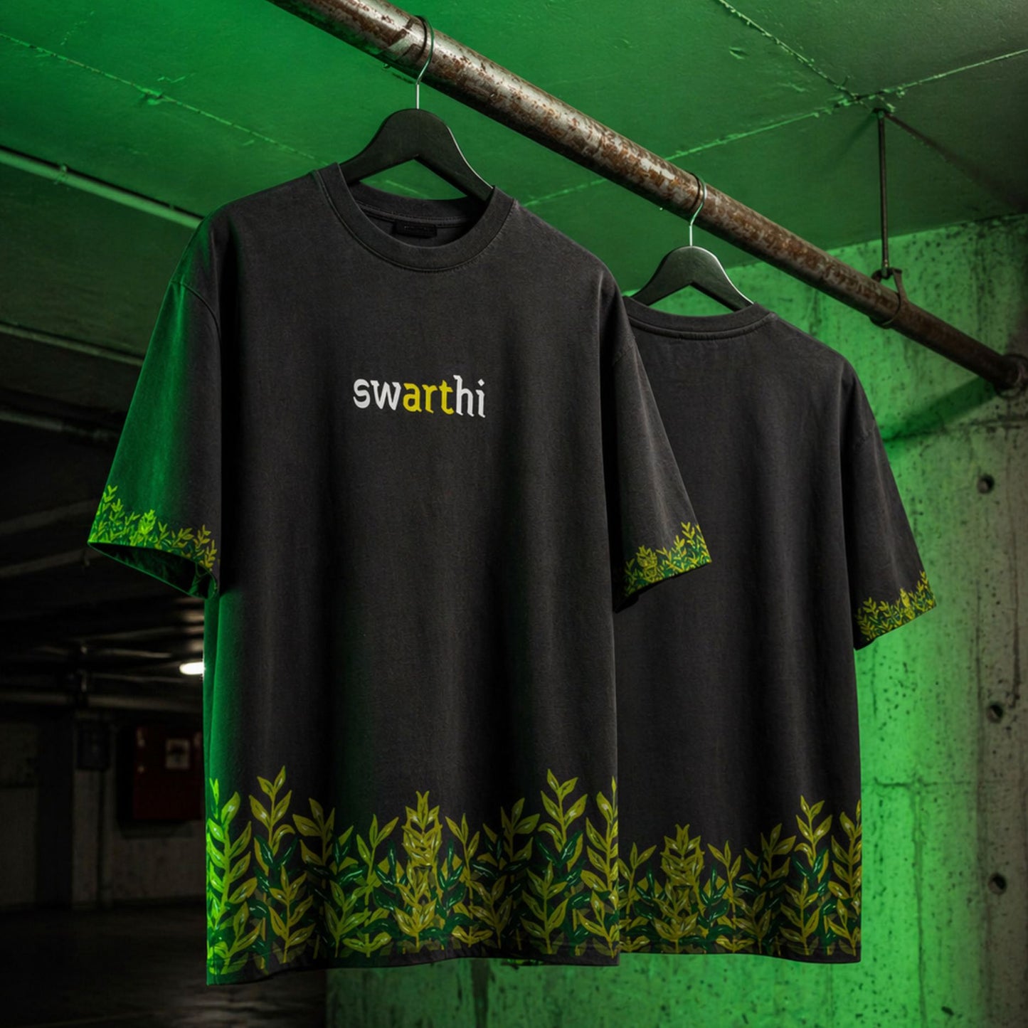 Swarthi Oversized T-Shirt for Men | Premium Drop Shoulder Streetwear Tee | Black