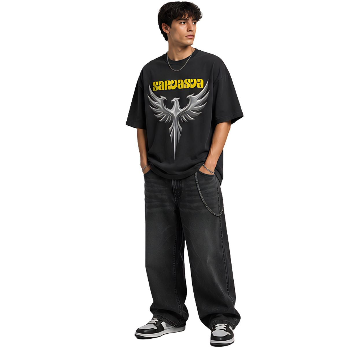 Sarvasva | Oversize T-shirt | Black | Premium Fabric Feel